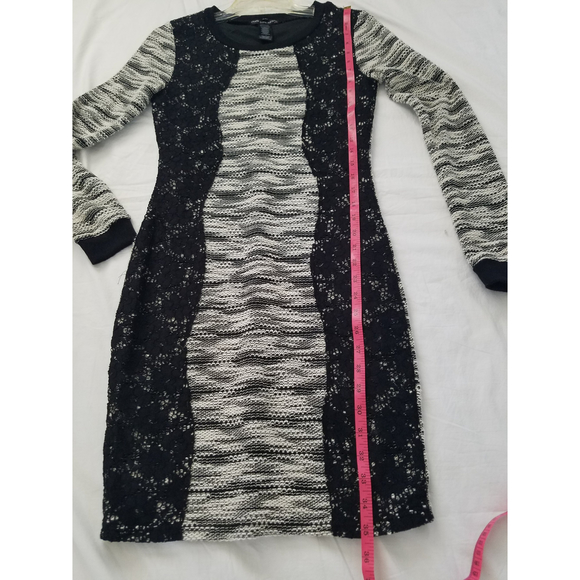 NWT Three Pink Hearts Black Gray Lined Scoop Neck Long Sleeve Pencil Cut Sz S - Picture 9 of 11
